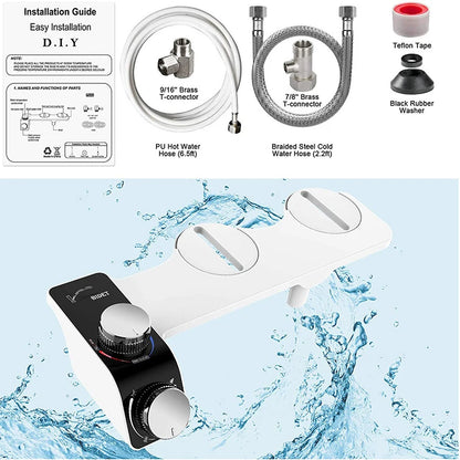 Bidet Toilet Seat Attachment Non-Electric Self-Cleaning Dual Nozzles Wash Hot Cold Mixer Water Lady Bathroom Accessories Sprayer - https://mohammadcollection.com
