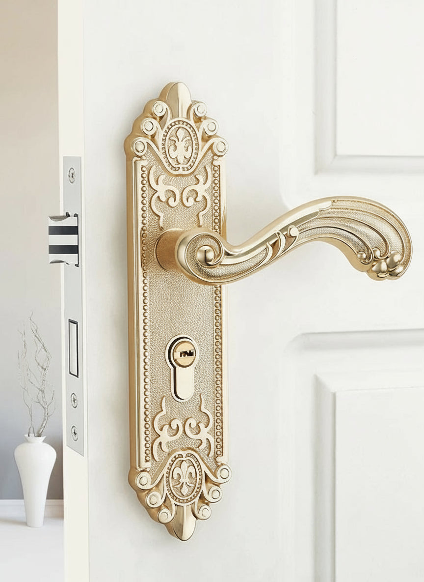 KA European style gold door lock with keys, ivory white handle, anti-theft security hardware for home entrance, by 𝕄𝕔 𝕋𝕙𝕖 𝔹𝕝𝕒𝕔𝕜 𝔻