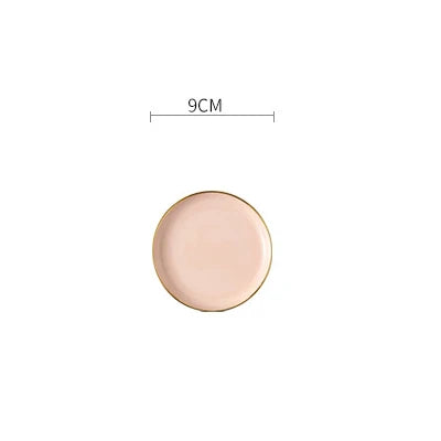 Pink, black, and gold ceramic dinner plate by 𝕄𝕔 𝕋𝕙𝕖 𝔹𝕝𝕒𝕔𝕜 𝔻𝕚𝕒𝕞𝕠�