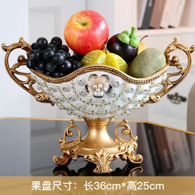 European Resin Diamond Fruit Plate Dried Fruit Candy Dish Tissue Box Ornaments Home Livingroom Table Furnishing Decoration Craft - https://mohammadcollection.com