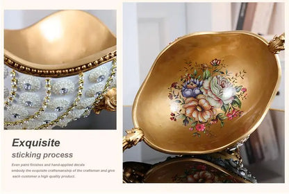 European Resin Diamond Fruit Plate Dried Fruit Candy Dish Tissue Box Ornaments Home Livingroom Table Furnishing Decoration Craft - https://mohammadcollection.com