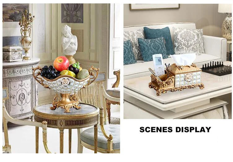 European Resin Diamond Fruit Plate Dried Fruit Candy Dish Tissue Box Ornaments Home Livingroom Table Furnishing Decoration Craft - https://mohammadcollection.com