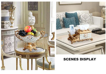 European Resin Diamond Fruit Plate Dried Fruit Candy Dish Tissue Box Ornaments Home Livingroom Table Furnishing Decoration Craft - https://mohammadcollection.com