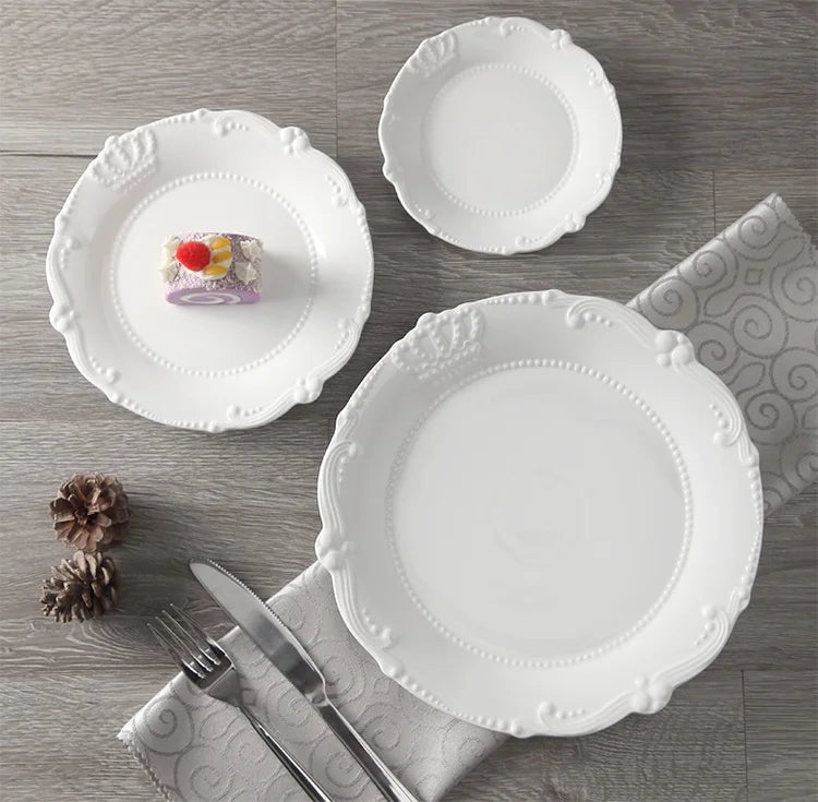 Royal Crown Relief Ceramic Dinner Plate Set