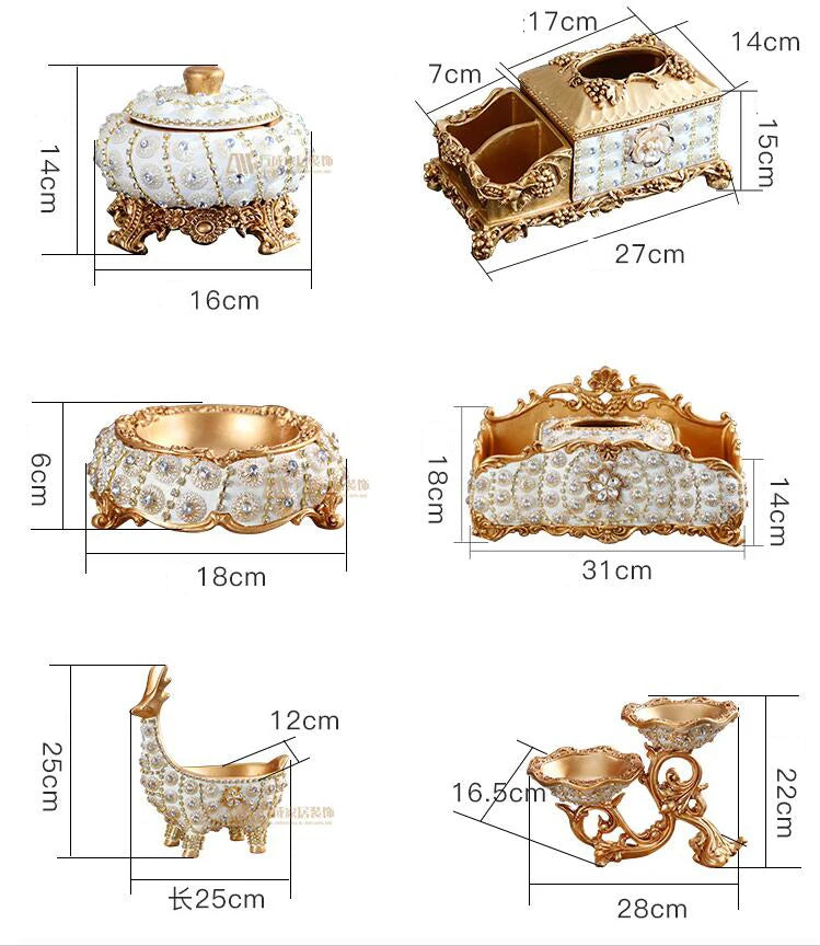 European Resin Diamond Fruit Plate Dried Fruit Candy Dish Tissue Box Ornaments Home Livingroom Table Furnishing Decoration Craft - https://mohammadcollection.com