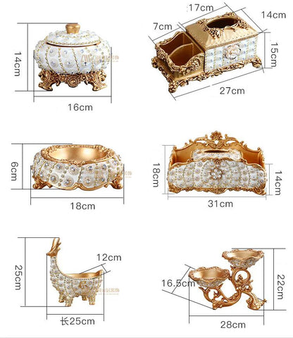 European Resin Diamond Fruit Plate Dried Fruit Candy Dish Tissue Box Ornaments Home Livingroom Table Furnishing Decoration Craft - https://mohammadcollection.com