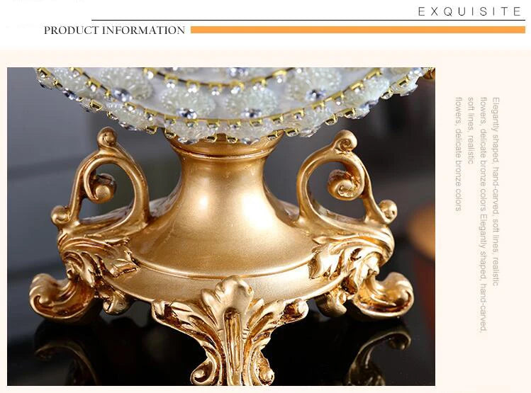 European Resin Diamond Fruit Plate Dried Fruit Candy Dish Tissue Box Ornaments Home Livingroom Table Furnishing Decoration Craft - https://mohammadcollection.com
