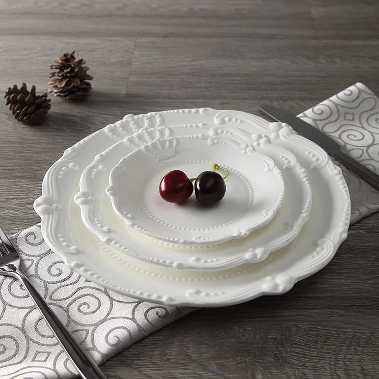 Royal Crown Relief Ceramic Dinner Plate Set