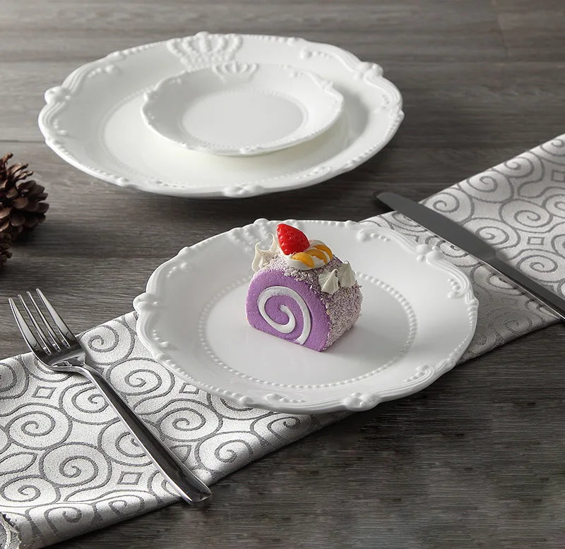 Royal Crown Relief Ceramic Dinner Plate Set