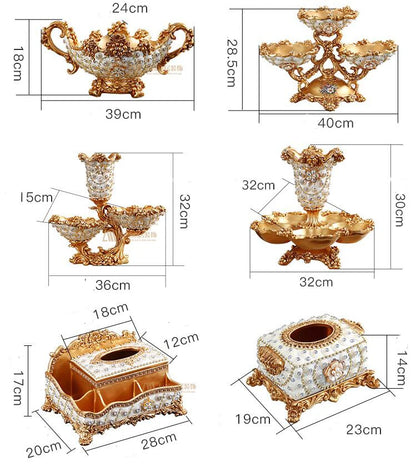 European Resin Diamond Fruit Plate Dried Fruit Candy Dish Tissue Box Ornaments Home Livingroom Table Furnishing Decoration Craft - https://mohammadcollection.com