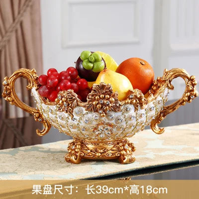 European Resin Diamond Fruit Plate Dried Fruit Candy Dish Tissue Box Ornaments Home Livingroom Table Furnishing Decoration Craft - https://mohammadcollection.com
