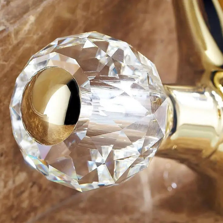 New Basin Faucets Gold Brass Crystal