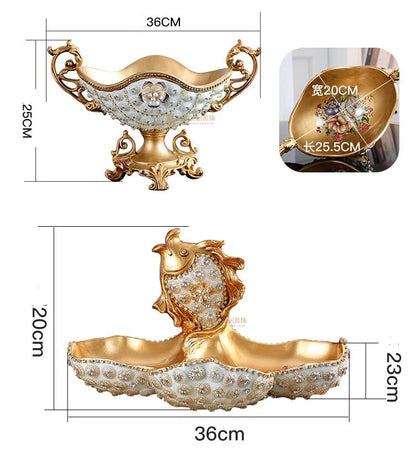 European Resin Diamond Fruit Plate Dried Fruit Candy Dish Tissue Box Ornaments Home Livingroom Table Furnishing Decoration Craft - https://mohammadcollection.com