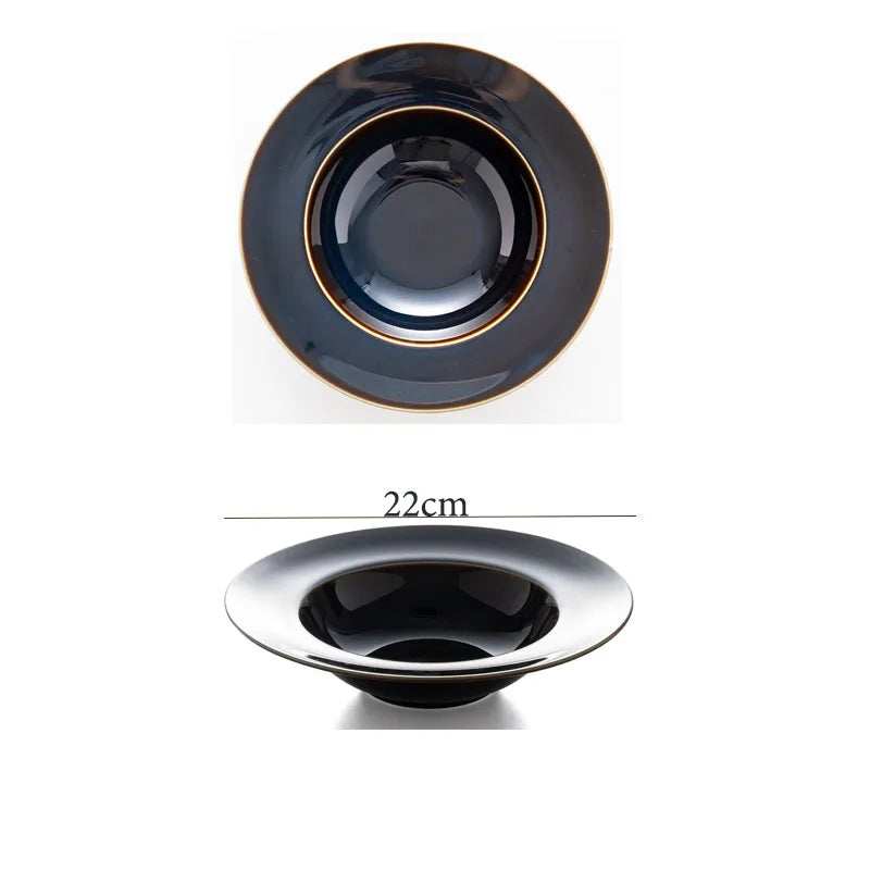 Deep blue ceramic dinnerware set by 𝕄𝕔 𝕋𝕙𝕖 𝔹𝕝𝕒𝕔𝕜 𝔻𝕚𝕒𝕞𝕠𝕟�