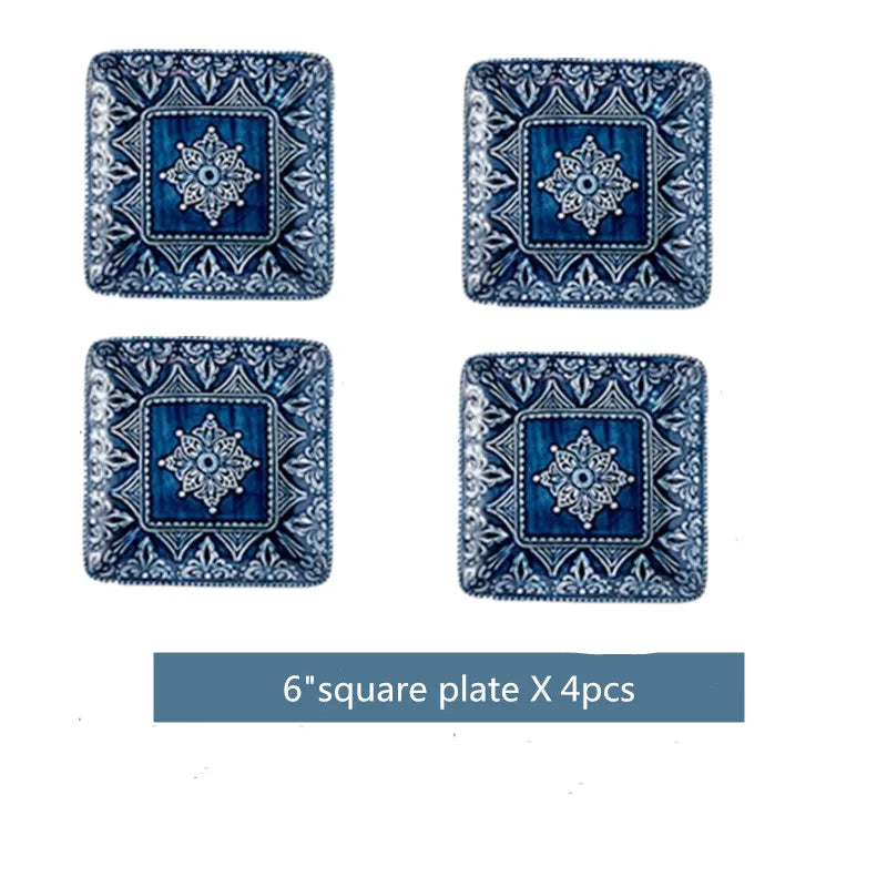Blue retro relief ceramic kitchen dishes set by 𝕄𝕮 𝕋𝕙𝕖 𝔹𝕝𝕒𝕔𝕜 𝔻𝕚𝕒𝕞𝕠𝕟