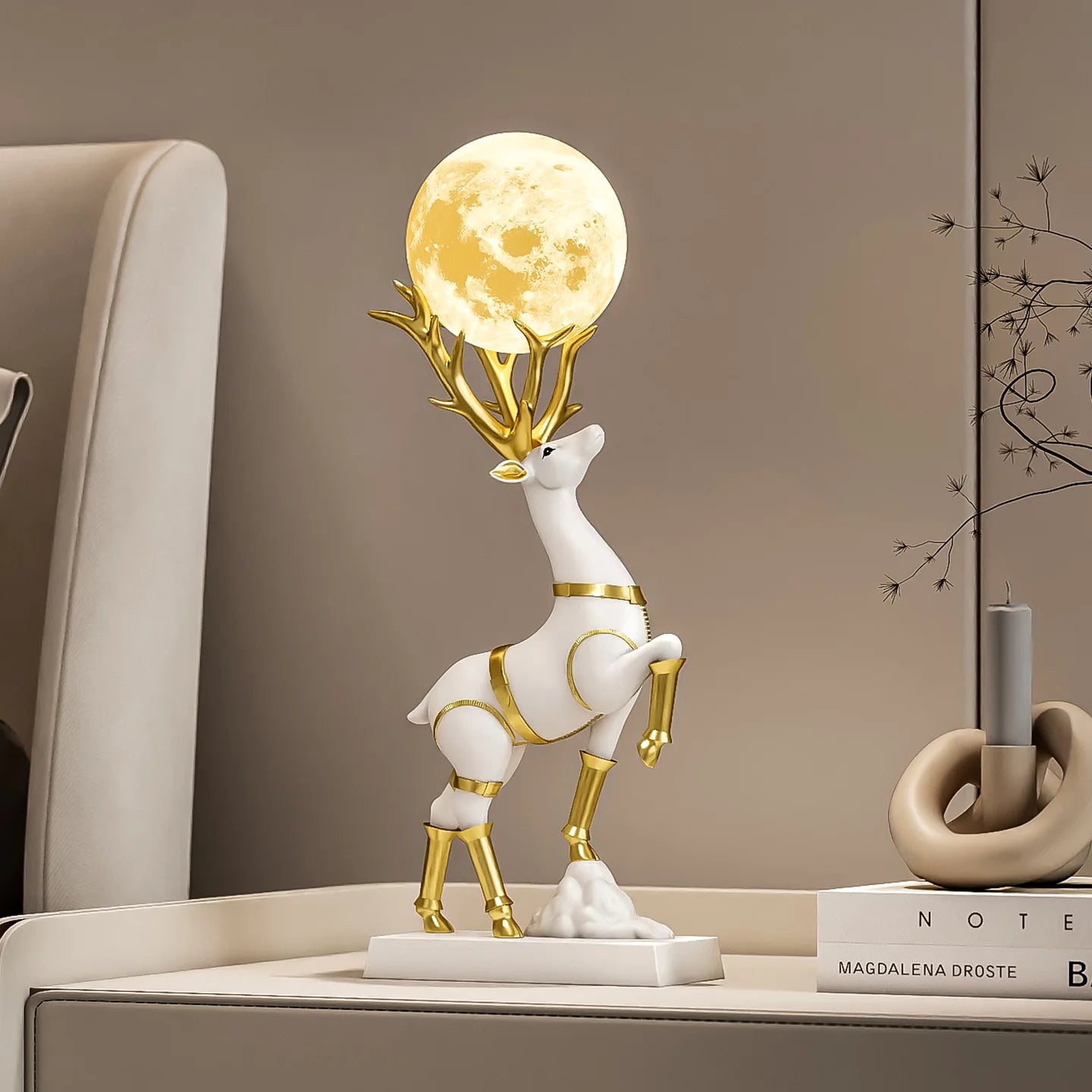 Nordic luxury Lucky Deer sculpture by 𝕄𝕔 𝕋𝕙𝕖 𝔹𝕝𝕒𝕔𝕜 𝔻𝕚𝕒𝕞𝕠𝕟�