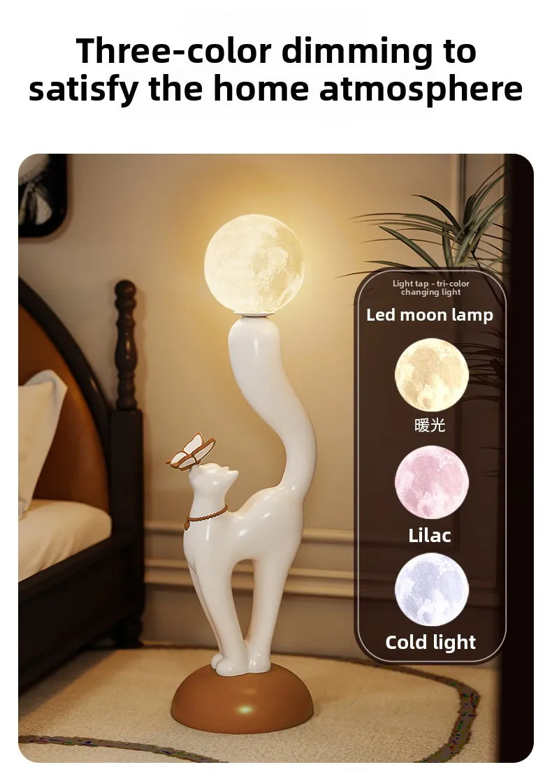 Creative Cat Statue Floor Decoration Nordic Retro Home Soft Decor Living Room Sofa Bedroom Bedside Atmosphere Luminous Ornament - 𝕄𝕮 𝕋𝕙𝕖 𝔹𝕝𝕒𝕔𝕜 𝔻𝕚𝕒𝕞𝕠𝕟𝕕