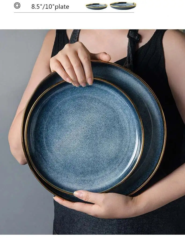 Light luxury ceramic dinner plate from Mc The Black Diamonds, perfect for steak, dessert, and dinner presentation in the kitchen.