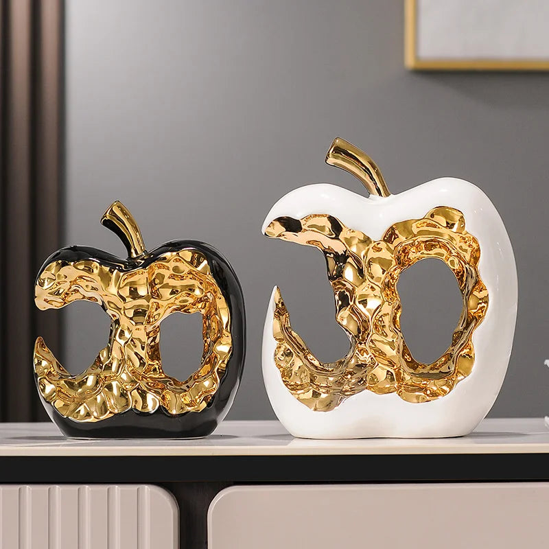 Light Luxury Home Decor Ceramic Apple Ornament Modern Living Room TV Cabinet Wine Cabinet High-end Art Decorative Figurines Gift - 𝕄𝕮 𝕋𝕙𝕖 𝔹𝕝𝕒𝕔𝕜 𝔻𝕚𝕒𝕞𝕠𝕟𝕕