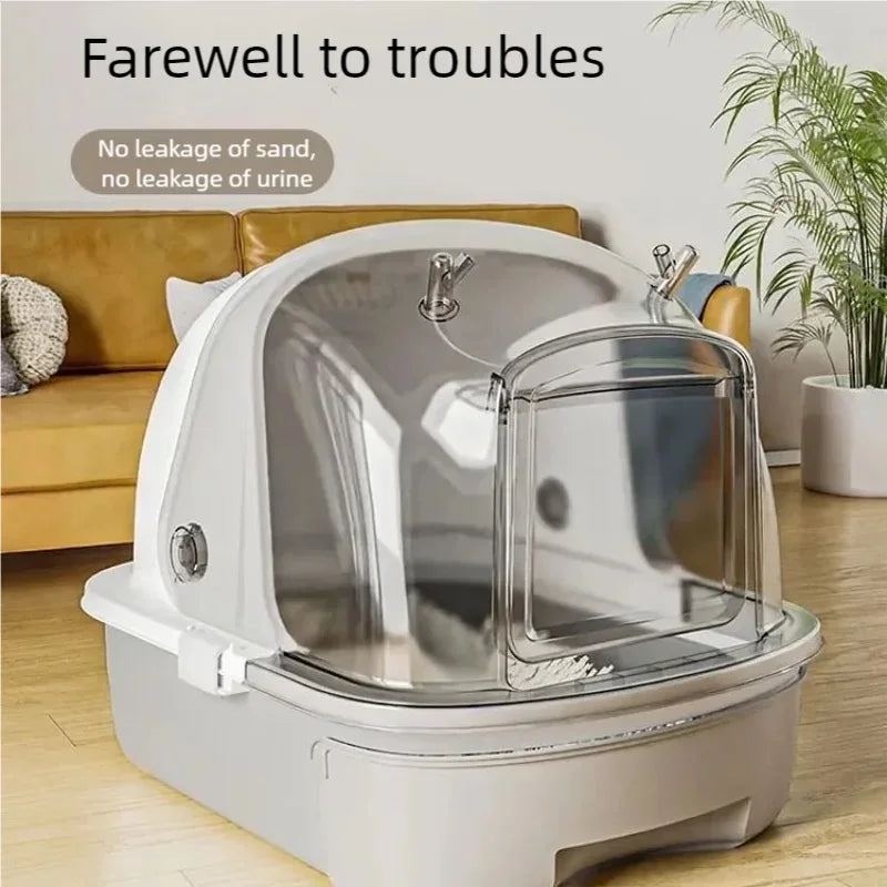 Extra-large MC THE BLACK DIAMOND semi-enclosed cat litter box with a drawer design, offering a spacious and private space for cats.