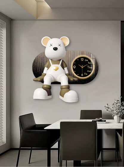 Creative Living Room Decoration Wall Clock Modern Design Cartoon Bear LED Clock Wall Painting Children Room Clock Luminous Mute - 𝕄𝕮 𝕋𝕙𝕖 𝔹𝕝𝕒𝕔𝕜 𝔻𝕚𝕒𝕞𝕠𝕟𝕕