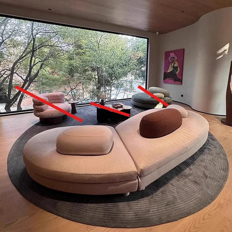 SS French Pebble Sofa Designer Large Flat Layer Love Special-shaped Green Fabric Module Combination Arc - https://mohammadcollection.com