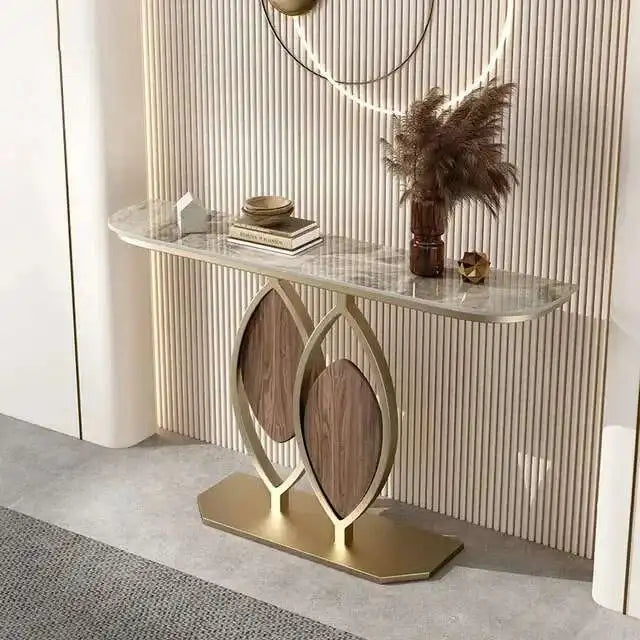 Luxury slate console table by Mc The Black Diamond, semi-circular home decor hall table for Italian living room and hallway.