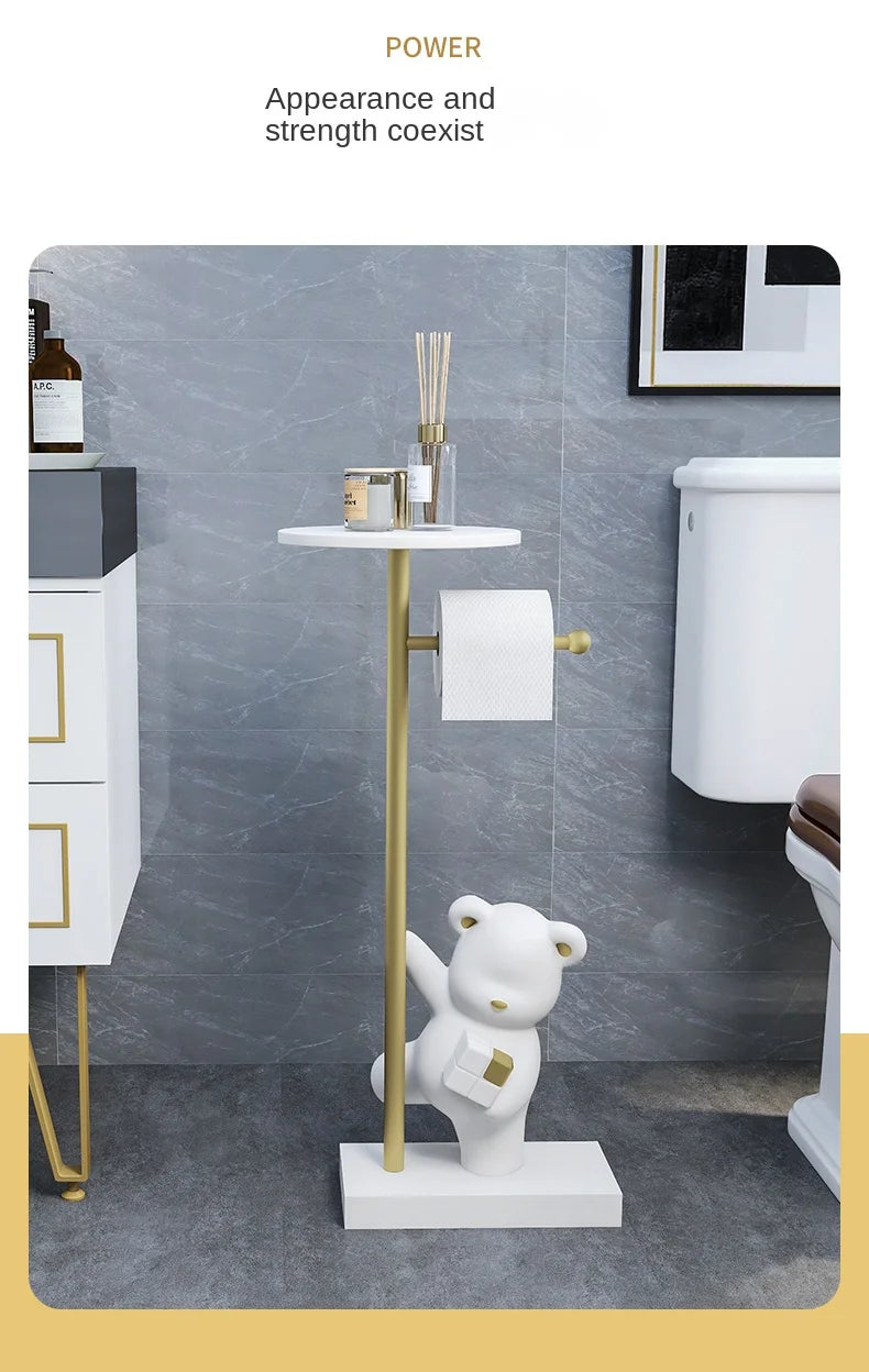 Nordic simple household decoration Bear figurine toilet roll paper rack floor decoration storage rack beside bathroom toilet - 𝕄𝕮 𝕋𝕙𝕖 𝔹𝕝𝕒𝕔𝕜 𝔻𝕚𝕒𝕞𝕠𝕟𝕕
