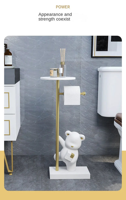 Nordic simple household decoration Bear figurine toilet roll paper rack floor decoration storage rack beside bathroom toilet - 𝕄𝕮 𝕋𝕙𝕖 𝔹𝕝𝕒𝕔𝕜 𝔻𝕚𝕒𝕞𝕠𝕟𝕕