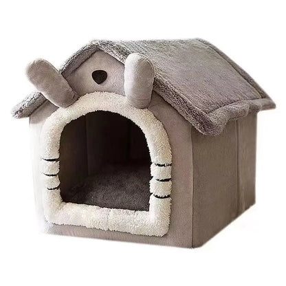 MC THE BLACK DIAMOND all season dog house style bed with removable washable cover, cozy cave design for small dogs and cats.
