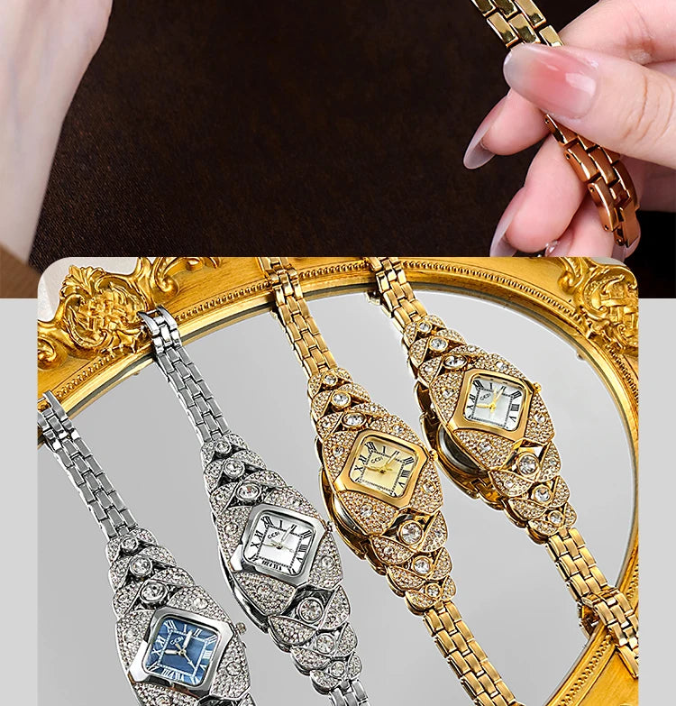 2025 New Women Watch Light Luxury Brand Diamond Inlaid Bracelet Watches Waterproof Ladies Fashion Quartz Clock Wristwatch Gift - https://mohammadcollection.com