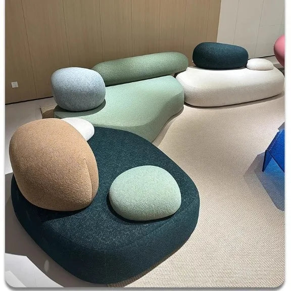 Creative Sofa Light Luxury Italian Pebble Fabric Compression Sofa Special-shaped Living Room New Sponge Rock Sofa Bed - https://mohammadcollection.com