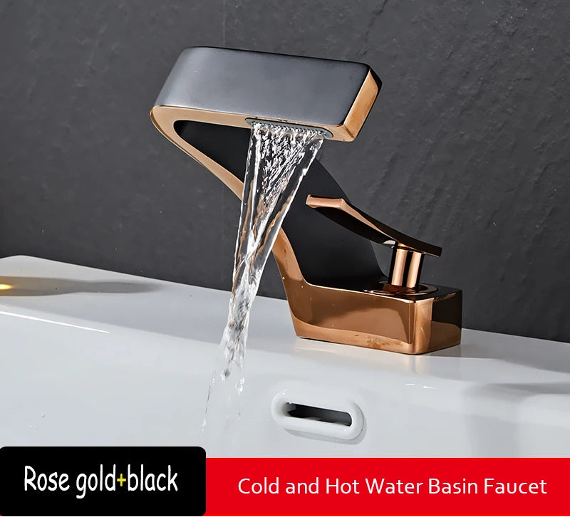 TOLM Brass Black Gold Basin Faucet Bathroom Sink Faucets Hot Cold Water Mixer Crane Deck Mounted Single Handle Hole Bath Kitchen - https://mohammadcollection.com