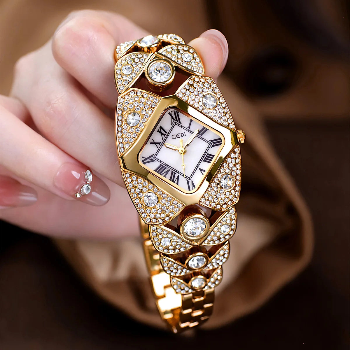 2025 New Women Watch Light Luxury Brand Diamond Inlaid Bracelet Watches Waterproof Ladies Fashion Quartz Clock Wristwatch Gift - https://mohammadcollection.com