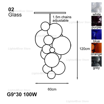 2025 New Trend Purple Glass Grape Ball Art Ceiling Chandeliers Hanging Lamps Suspension Luminaire Lampen For Living Room