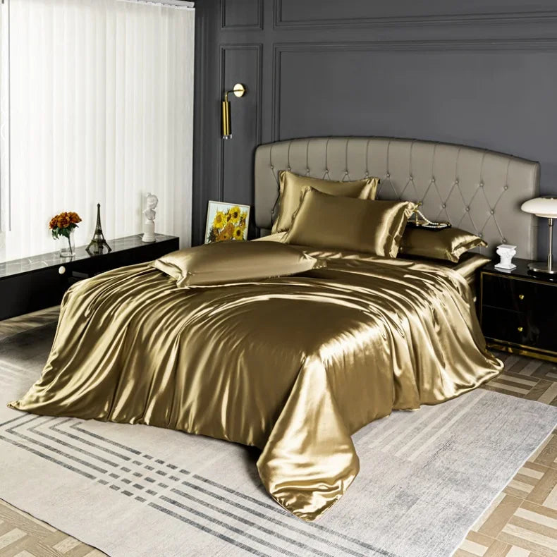 Luxury MC The Black Diamonds satin duvet cover set in solid color for single, double, queen, or king size beds, soft and silky.