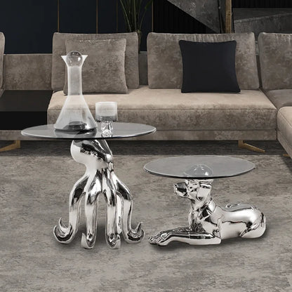 Creative Coffee Table Octopus Gorilla Glass Table Design Light Luxury Living Room Sofa Side Table Tea Table Home Decor Furniture - https://mohammadcollection.com