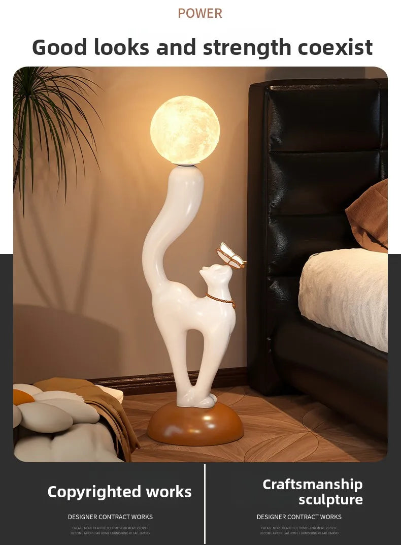 Creative Cat Statue Floor Decoration Nordic Retro Home Soft Decor Living Room Sofa Bedroom Bedside Atmosphere Luminous Ornament - 𝕄𝕮 𝕋𝕙𝕖 𝔹𝕝𝕒𝕔𝕜 𝔻𝕚𝕒𝕞𝕠𝕟𝕕