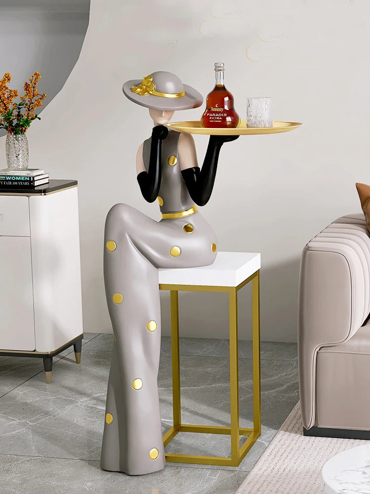 Large MC THE BLACK DIAMOND luxury art figurine decor tray for living room or foyer floor or TV cabinet decoration.