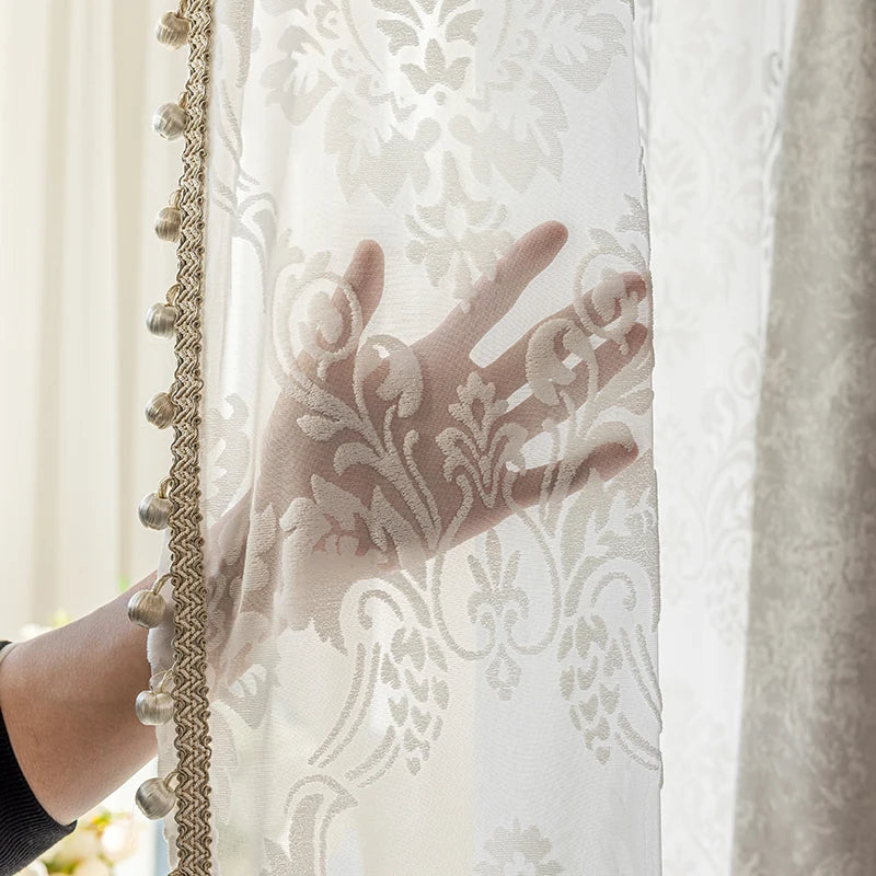 New Relief Jacquard Beige Chenille Curtains for Living Rooms Bedrooms Balconies Villas Custom Window Screens Valance - https://mohammadcollection.com