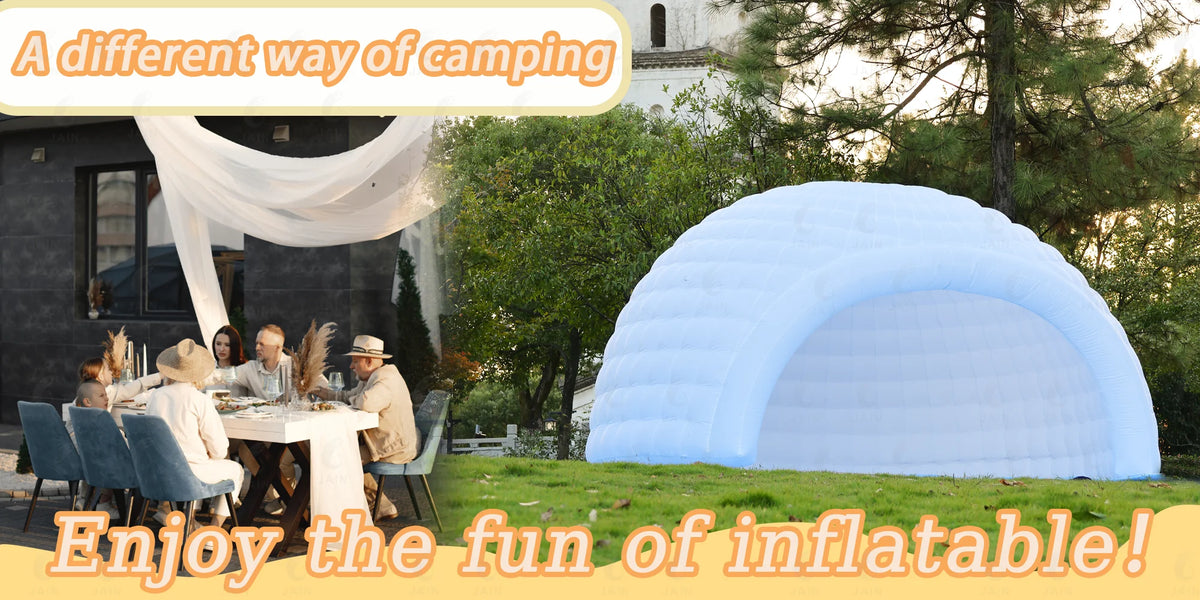 Inflatable MC THE BLACK DIAMOND Igloo Dome Tent, a premium air-supported pop-up tent with a rounded, portable design.
