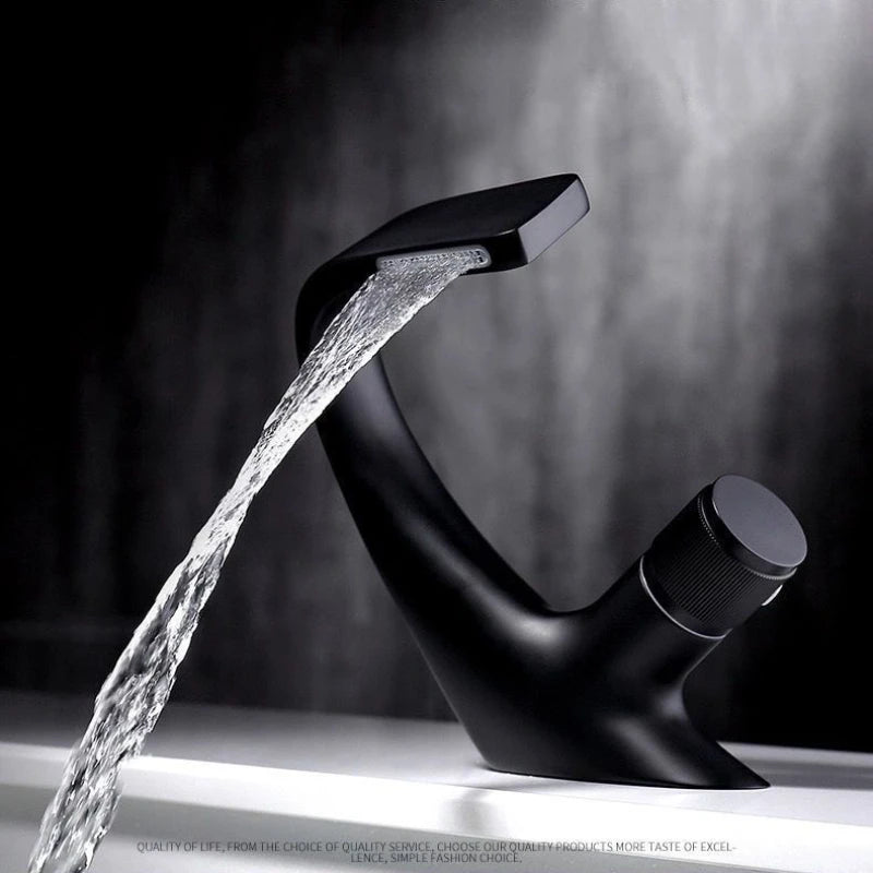 Waterfall faucet Stainless steel hot and cold water faucet G1/2 (20 mm) thread Wash basin faucet High-end art - https://mohammadcollection.com
