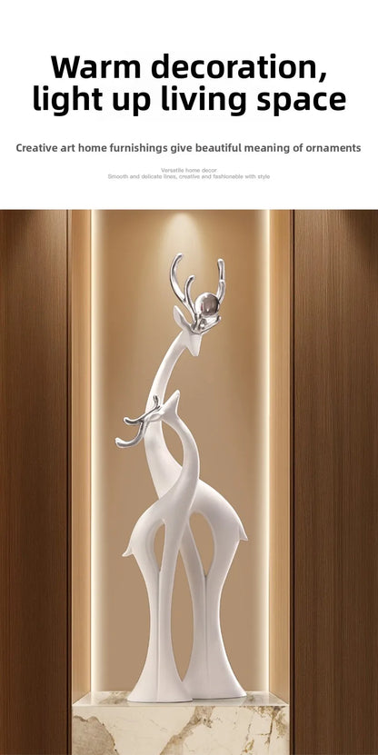 Modern Simple Home Decor Couple Deer Figurine Ornament Light Luxury Living Room TV Cabinet Entrance Desk Decoration Wedding Gift - 𝕄𝕮 𝕋𝕙𝕖 𝔹𝕝𝕒𝕔𝕜 𝔻𝕚𝕒𝕞𝕠𝕟𝕕