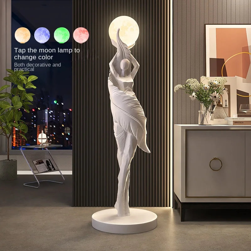 Modern HomeDecor Abstract Feather Girl Art Sculpture Ornament Large Size Figure Statue Living Room Floor Decor Resin Crafts Gift - https://mohammadcollection.com