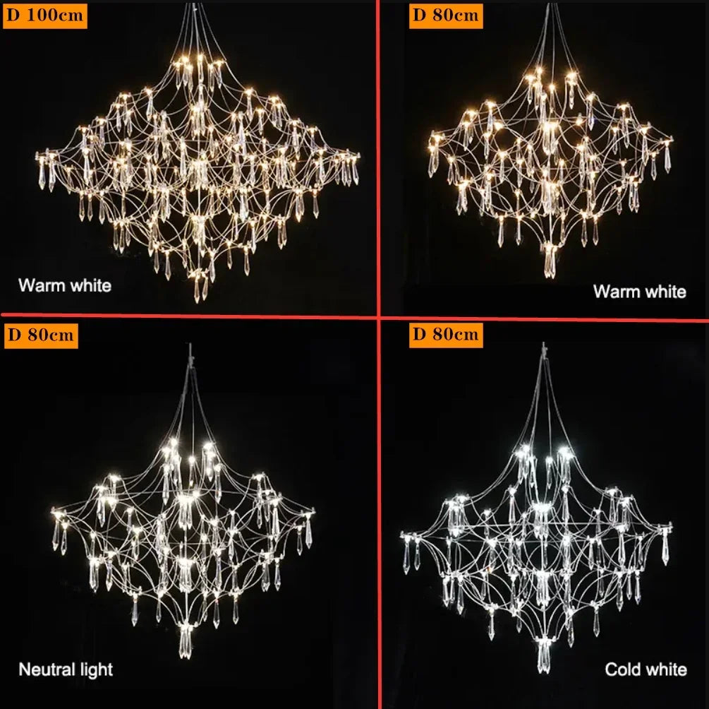 Modern chrome-plated luxury crystal chandelier by MC THE BLACK DIAMOND, featuring multiple sparkling crystal tiers for living room lighting.