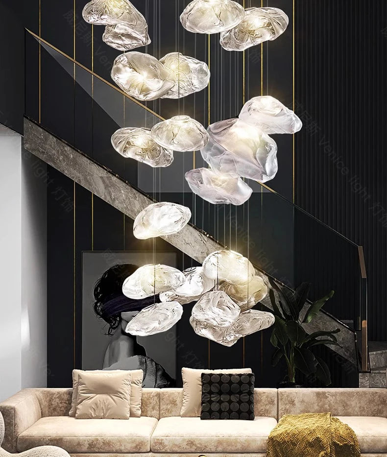 Modern crystal chandelier by MC THE BLACK DIAMOND featuring elegant hanging glass crystals and a sleek contemporary design.