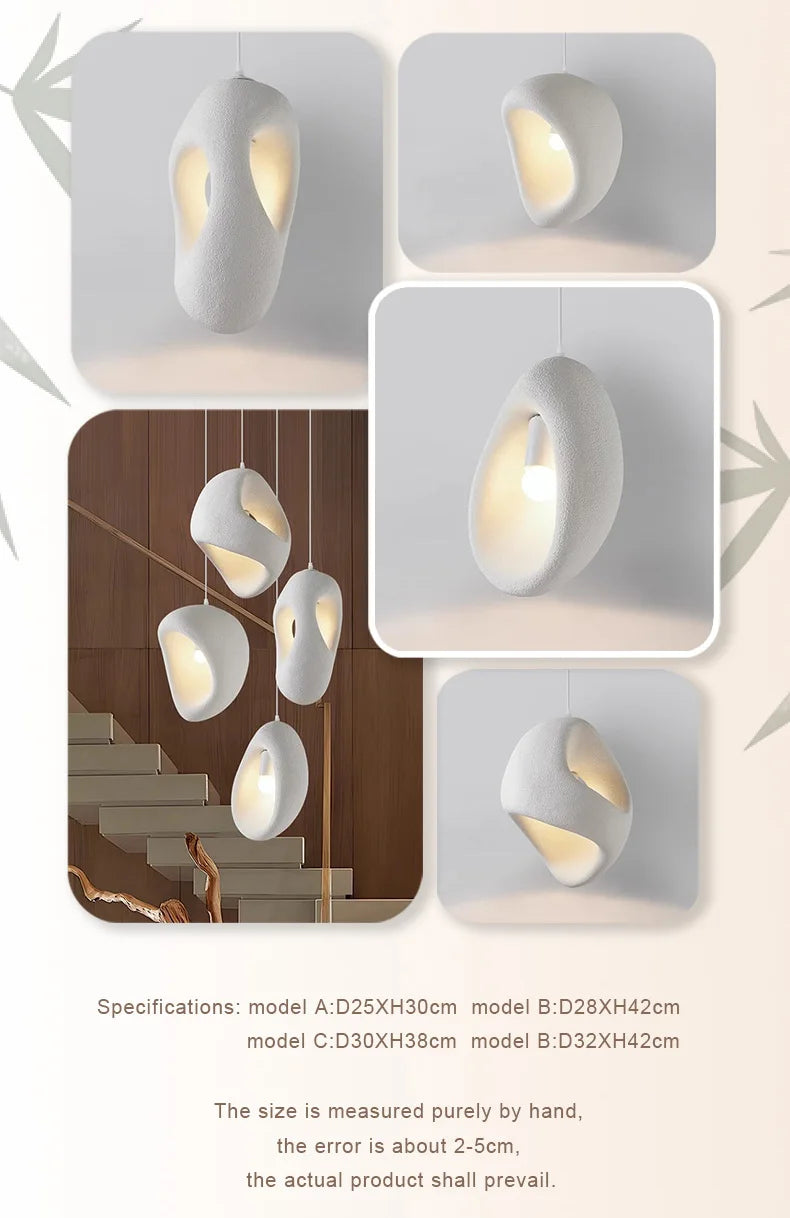 Nordic Villa Stairs Wabi Sabi E27 LED pendant lights by MC THE BLACK DIAMOND featuring minimalist design and warm illumination.