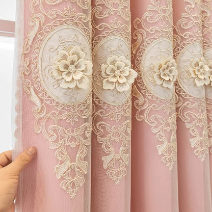 Pink Chenille European Thickened Curtains High-end Embroidered Relief Three-dimensional Blackout Curtains Finished Products - https://mohammadcollection.com