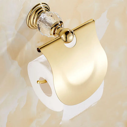 Luxury Gold Polished Brass Bathroom Accessories Set - Wall-Mounted Crystal Bath Hardware Collection - https://mohammadcollection.com