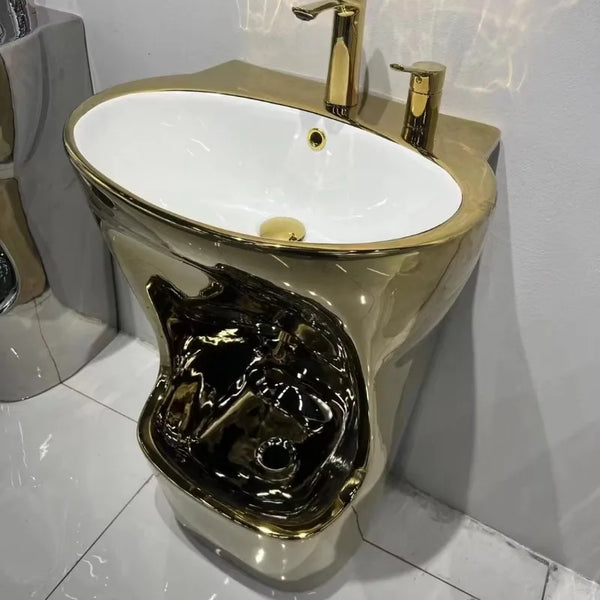 Modern high-gloss veneer square ceramic foot basin from MC THE BLACK DIAMOND, non-slip bathroom accessory set in sleek design
